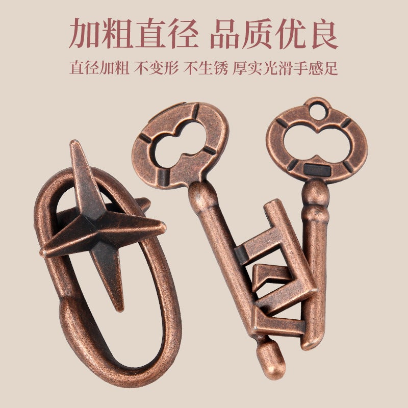 Luban Lock Brain Teaser Puzzle Gold Adult Puzzle High Iq Children'S Nine Linked Rings Educational Toy Magic Lock Needle - Image 3
